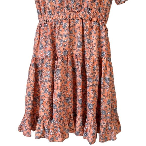 Current Air Los Angeles Floral Pleated Ruffled V Neck Cottagecore Mini Dress - Picture 4 of 16